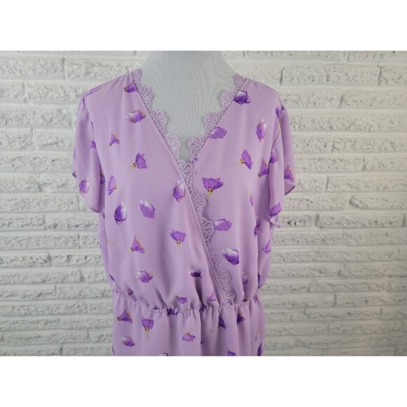 Limited Women Top 1X Plus Cap Sleeve Pullover Polyester Lined Purple FLO122XE - Picture 3 of 8